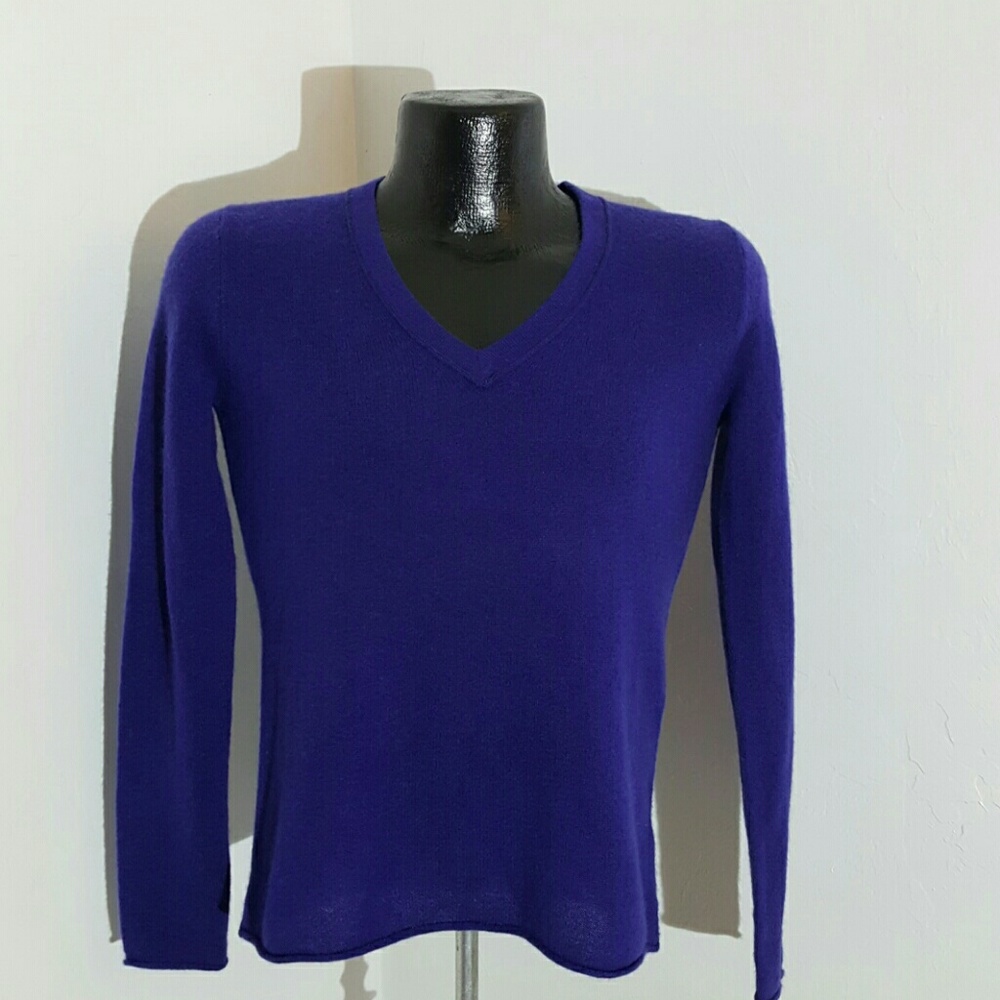 Olivia grace cashmer v-neck sweater blueberry women size M